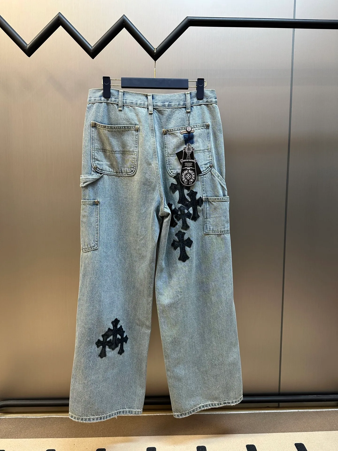 🅿️590 Crow Heart Cross Starry Sky Pastel Leather Jeans size: 31.32.33.34